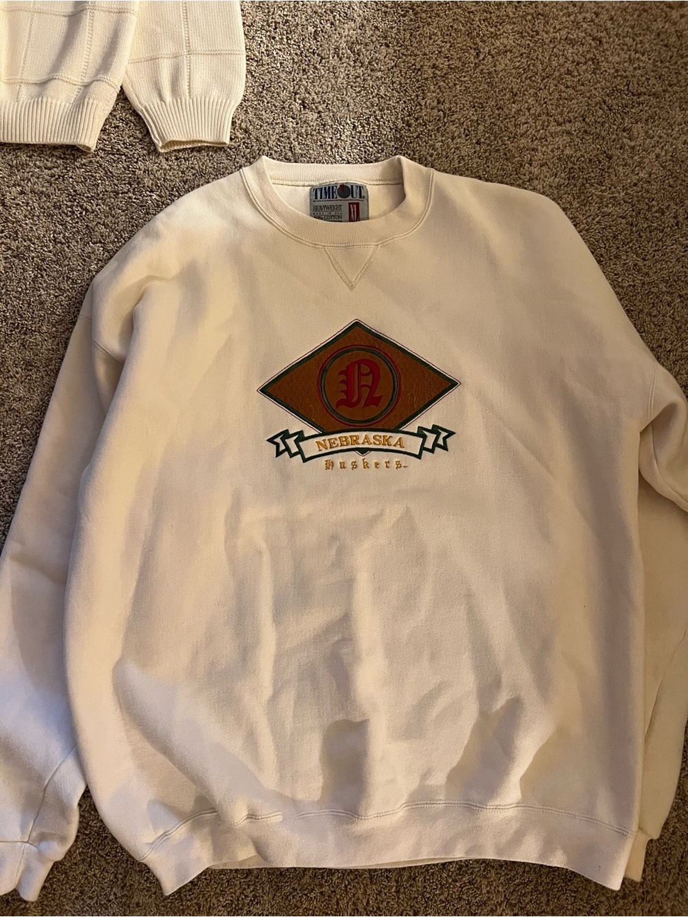 Nebraska Huskers Cream Crewneck Sweatshirt by Time Out